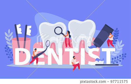 Dental Text Flat Composition Dental Text Flat Composition 97711575