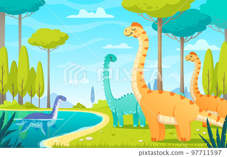 Dinosaurs In Wild Composition 97711597