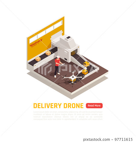 Delivery Drone Factory Background 97711615