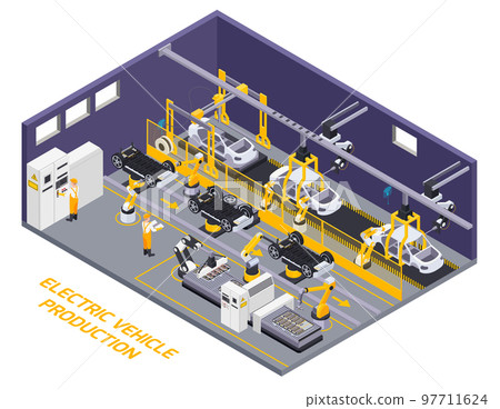 Electric Vehicles Production Isometric 97711624