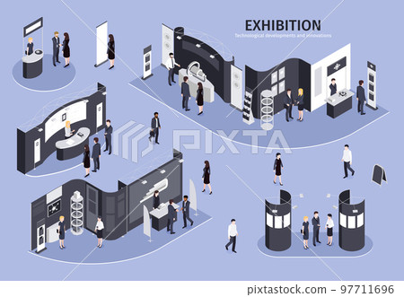 Exhibition Isometric Illustration 97711696