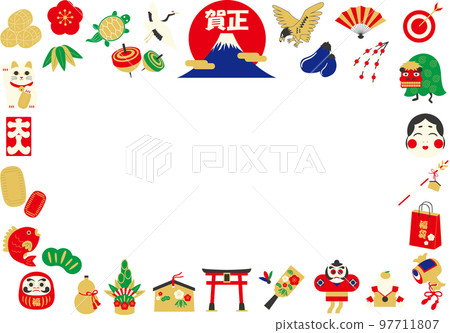 New Year / Lucky illustration material frame frame New Year / Lucky illustration material frame frame 97711807