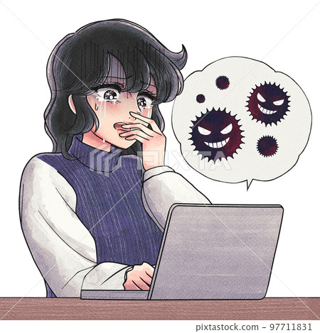 一個大學生的插圖,儘管已經快要提交畢業論文了,但他的電腦卻出了問題 一個大學生的插圖,儘管已經快要提交畢業論文了,但他的電腦卻出了問題 97711831