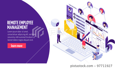 Remote Work Management Isometric Remote Work Management Isometric 97711927