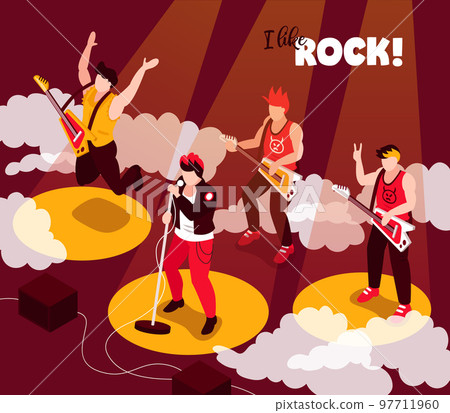 Rock Musicians Isometric Composition 97711960