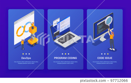 Programming Coding Development Isometric Banner Set 97712066