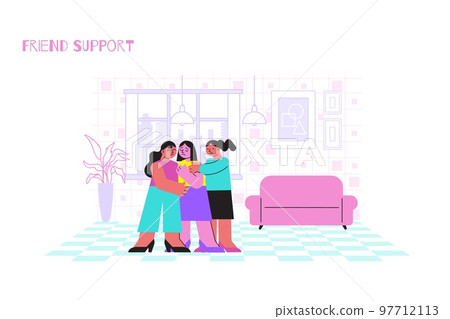 Friend Support Flat Illustration 97712113