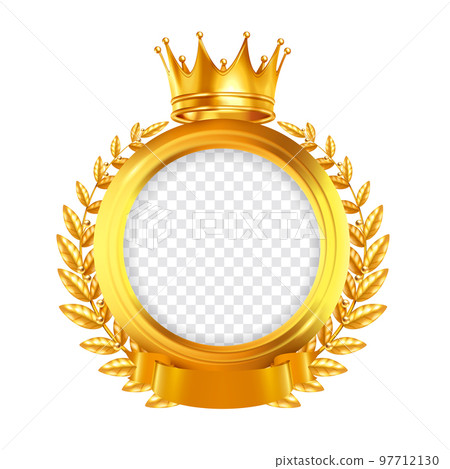 Crown And Laurel Wreath Realistic Frame 97712130