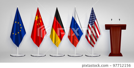 Tribune Flag Realistic Set Tribune Flag Realistic Set 97712156