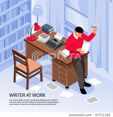 Writer Work Isometric Composition Writer Work Isometric Composition 97712166