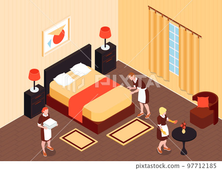 Hotel Room Isometric Illustration Hotel Room Isometric Illustration 97712185