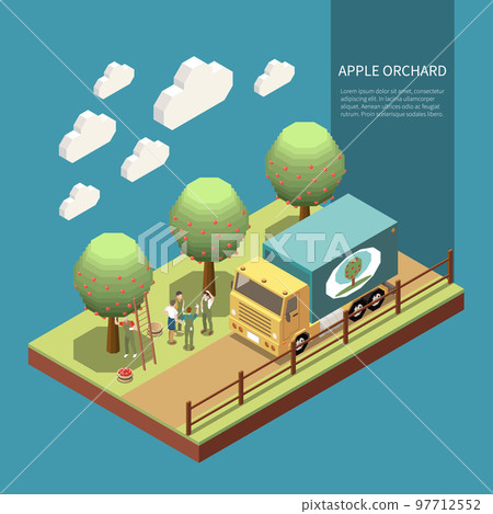 Apple Orchard Isometric Composition 97712552