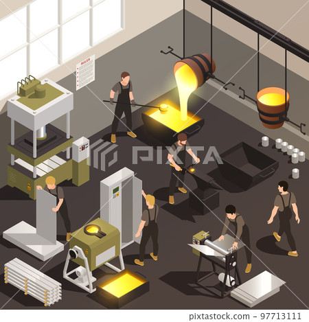 Metalworking People Isometric Composition Metalworking People Isometric Composition 97713111