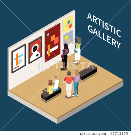 Artistic Gallery Isometric Background 97713179