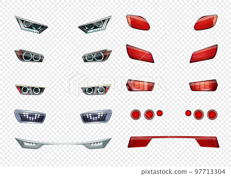 Car Headlights Realistic Transparent Icon Set Car Headlights Realistic Transparent Icon Set 97713304