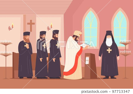 Christianity Worship Flat Composition 97713347