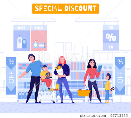 Supermarket And Customers Background 97713353