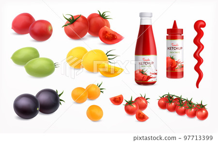 Tomatoes Realistic Icons Set 97713399