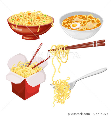 noodle food meal chinese set cartoon vector illustration noodle food meal chinese set cartoon vector illustration 97714073