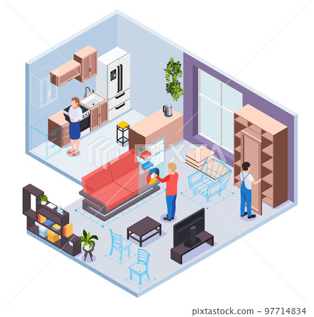 Furniture  Showroom Isometric Design Concept 97714834