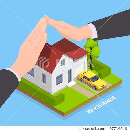 Isometric Home Insurance Composition Isometric Home Insurance Composition 97714848