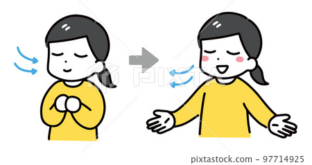 微笑的女人深吸一口氣 97714925
