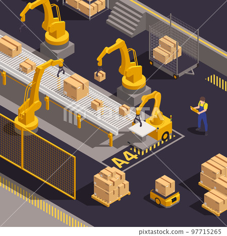 Warehouse Robotics Isometric Element 97715265