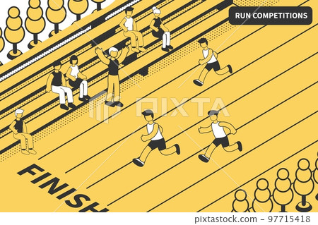 Athletics Run Isometric Composition 97715418