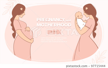 Pregnancy and maternity cartoon pregnant women Vector Image