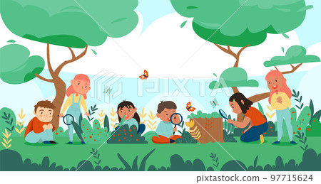 Kids Studying Forest Composition Kids Studying Forest Composition 97715624