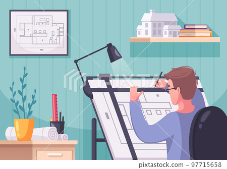 Architect Drawing Scheme Composition 97715658