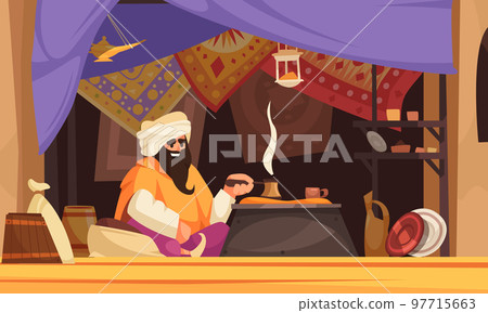 Asian Souk Cartoon Background Asian Souk Cartoon Background 97715663