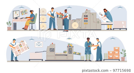 Print Book Publishing House Flat Composition Set 97715698