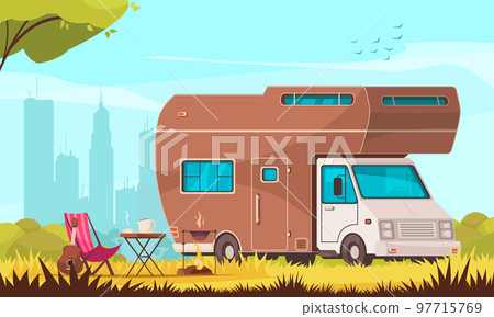 Camping Cartoon Composition Camping Cartoon Composition 97715769