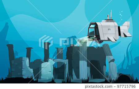 Flooded Atlantis Cartoon Background Flooded Atlantis Cartoon Background 97715796