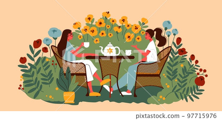 Garden Tea Drinking Composition 97715976