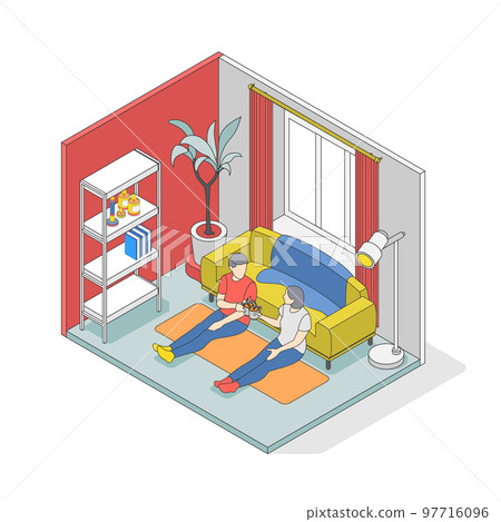Hygge Lifestyle Isometric Colored Composition 97716096