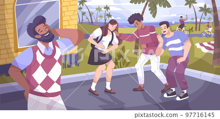 Laughing People Flat Composition 97716145