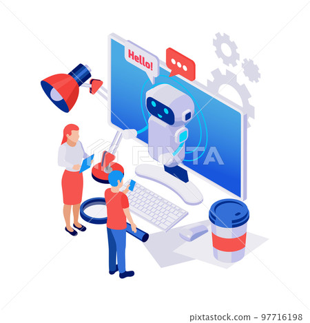 Chatbot Isometric Icon Chatbot Isometric Icon 97716198