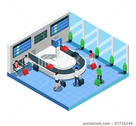 Airport Terminal Isometric Composition 97716248