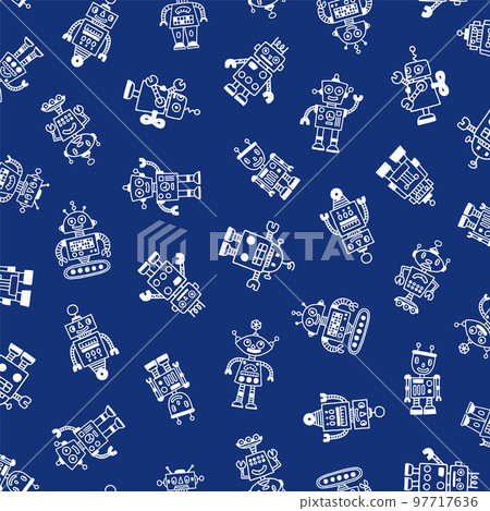 retro cute robot pattern, 97717636