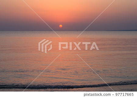 Sunrise over the Sea of Japan seen from Yumigahama in Sakaiminato City, Tottori Prefecture Sunrise over the Sea of Japan seen from Yumigahama in Sakaiminato City, Tottori Prefecture 97717665