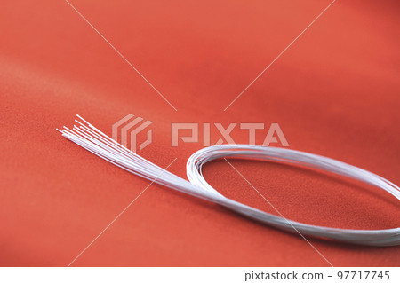 White mizuhiki on Japanese cloth with red crepe pattern A congratulatory image of Japan 97717745