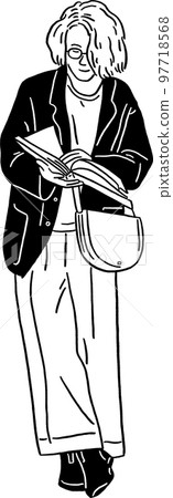 Woman reading book People lifestyle Hand drawn line art Illustration Woman reading book People lifestyle Hand drawn line art Illustration 97718568