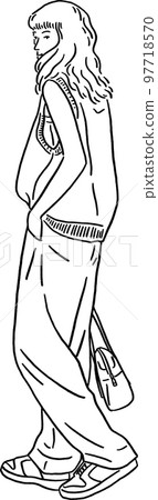 Young woman Fashionable People leisure time Hand drawn line art Illustration Young woman Fashionable People leisure time Hand drawn line art Illustration 97718570