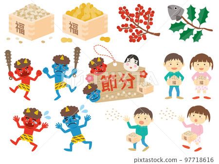 Setsubun illustration set Setsubun illustration set 97718616