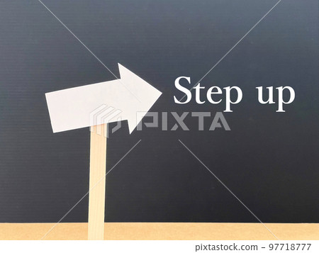 Arrow signpost and Step up character _ black background Arrow signpost and Step up character _ black background 97718777