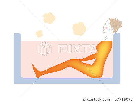 A woman who warms her whole body by bathing 97719073