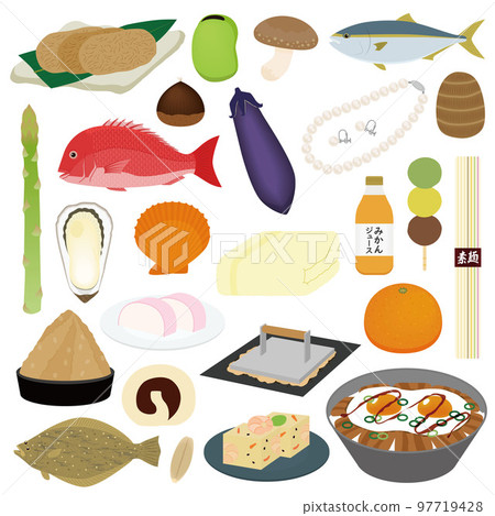 Illustration set of special products of Ehime Prefecture 97719428