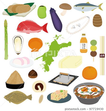 Illustration set of special products of Ehime Prefecture Illustration set of special products of Ehime Prefecture 97719430